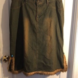 Denim Skirt w fur bottom